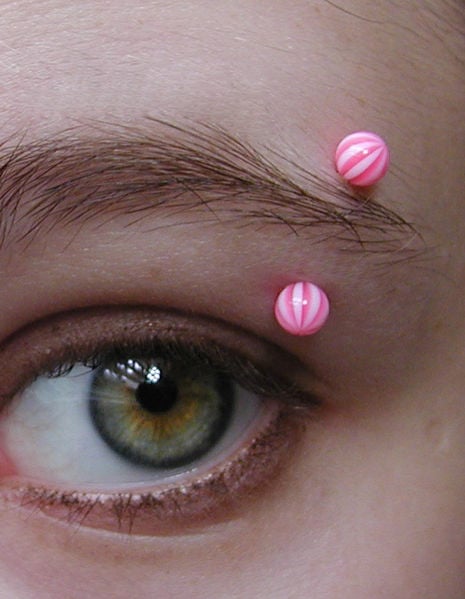 Eyebrow piercings are usually done on the side of the brow.