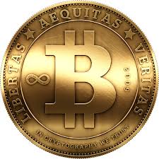 the logo for BitCoin. Often you will see it abbreviated as BTC.