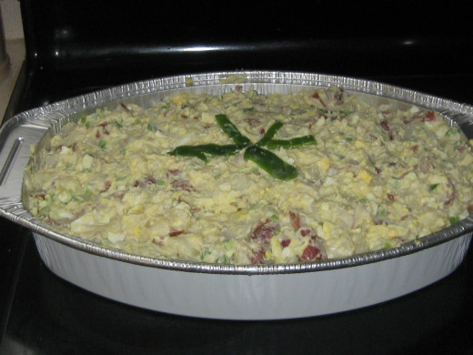 Finished Potato Salad for a Christmas Party
