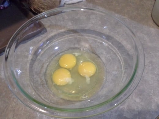 Step One: Crack three eggs