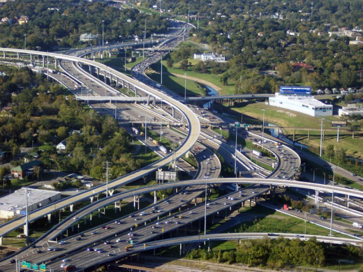 An American highway system, more accurately, the Interstate 10 and 45 in Houston.