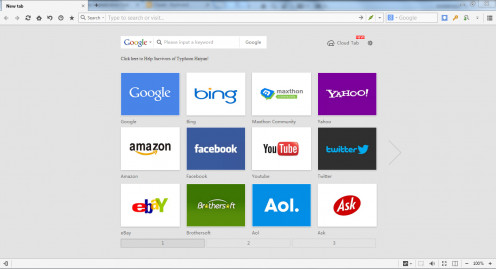The Maxthon Cloud Browser Windows, displaying the 'quick-start page'.
