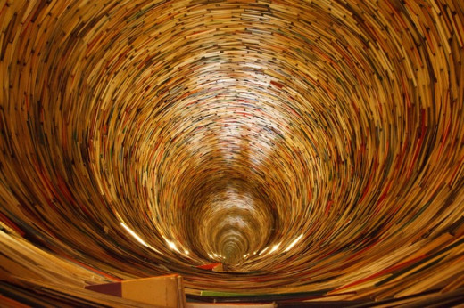 The vortex of the information. Like the books in the above image, the pages in the Internet are all equal untill they are not indexed and cataloged. 