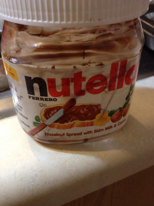 Nutella can be hard to get out of the container, use a small spatula