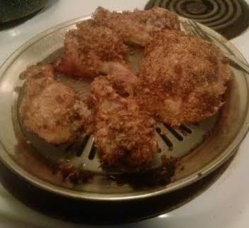 Crispy no fried chicken. I used this stove top grill in the oven. it came from the shopping network and worked great!  