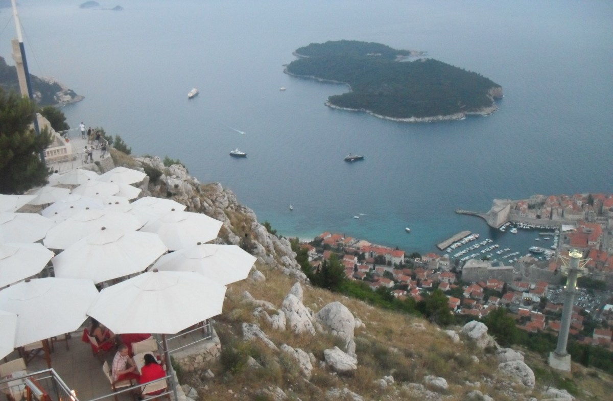 View of Lokrum Island from the hilltops of Croatia.