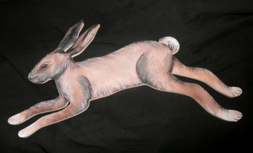  This is one of the larger focal hares. You can use the large birch blanks to create a central focus or even use them on their own. This one is finished in acrylic paint and pen and ink work.