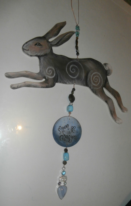 This is one of my shorter hangers. The hare is around 8" long so it still has visual appeal.