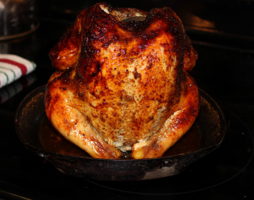Our beautiful Christmas Eve "beer can chicken" right off the grill. This is what your chicken will look like when you finish.