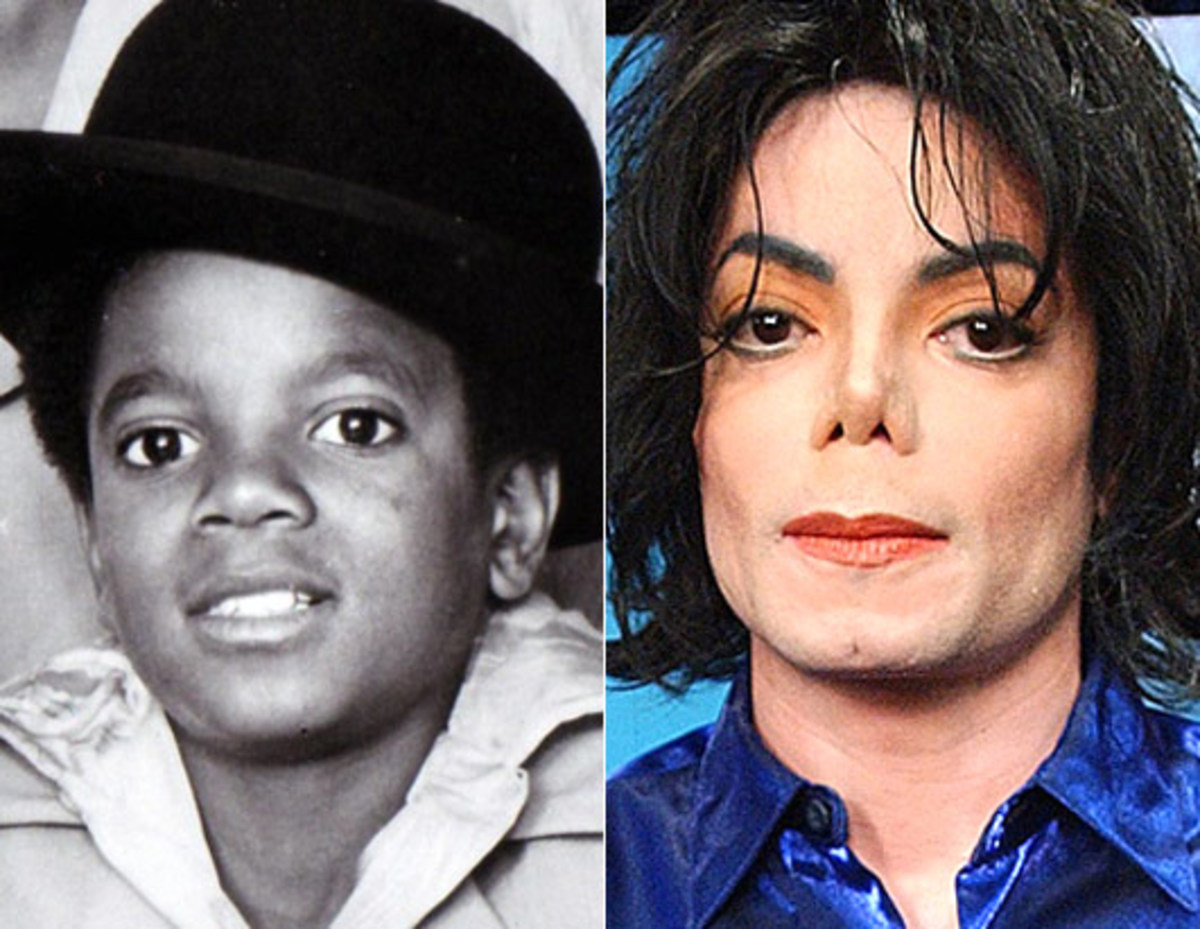 Michael Jackson pictured in his early days on the left and as an adult on the right.