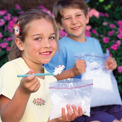 Homemade ice cream in a bag
