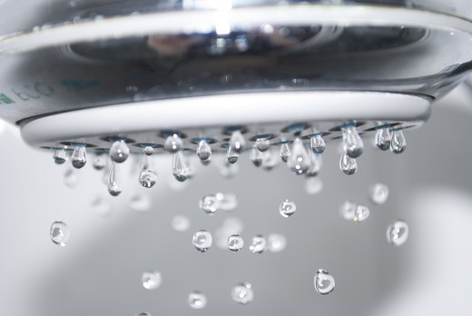 Droplets falling from a shower head