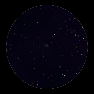 Star cluster M36 as seen through binoculars (center).