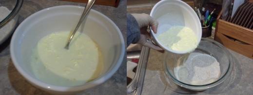 Step Four: Mix them together, Step Five: Pour your wet ingredients into your dry