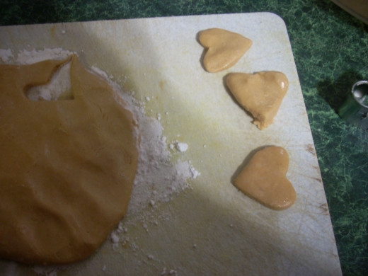 Cutting Out the Peanut Butter Dough Hearts
