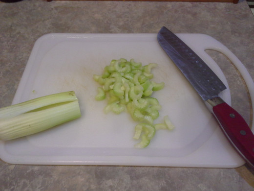 Step Six: On the side, chop up your celery