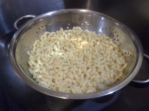 Step Three: When ready, strain your noodles in the sink