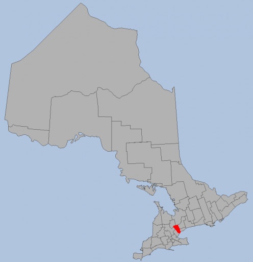 Map location of Peel region, Ontario  