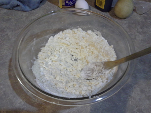 Step Three: Cut in your butter until evenly mixed