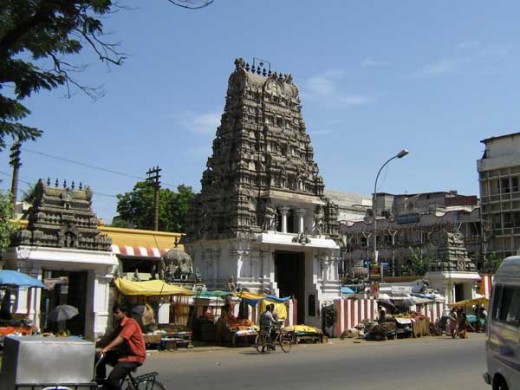 A Temple in T.Nagar, Chennai, Tamilnadu. Note, there is no Bell Tower as a prominant feature.