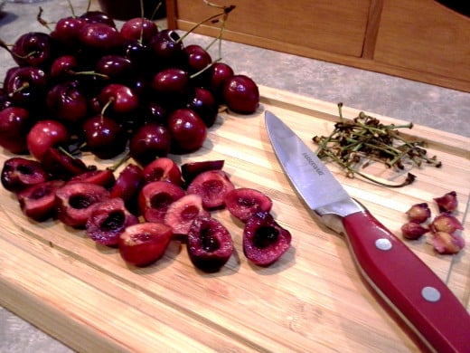 Step Two: Make sure to pit all of your cherries before cooking them