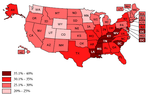 Source: http://www.ncsl.org/research/health/childhood-obesity-trends-state-rates.aspx#2007_State_Chart
