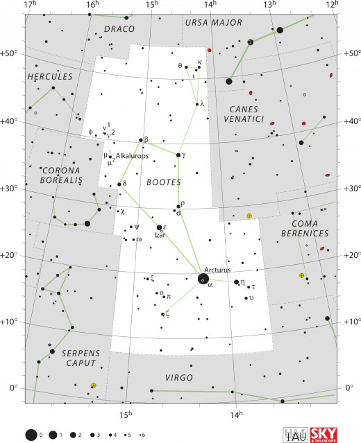 The constellation as it appears in a modern sky atlas.