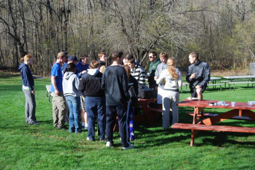 Congregating during breakfast to stay warm. 2010