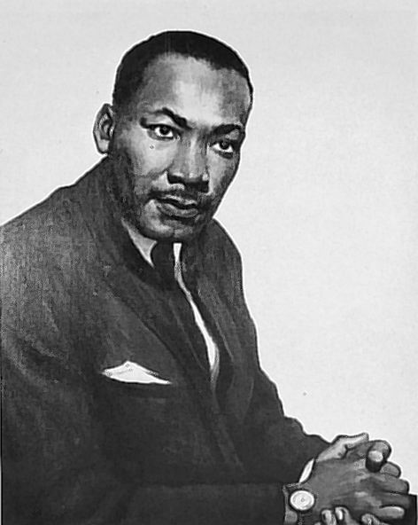 A portrait of Rev. Martin Luther King Jr., By Betsy G. Reyneau.  In the Public Domain