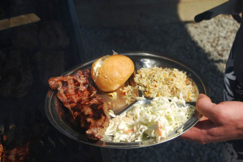 Nothing better than some BBQ food after a hard day's work! They also have vegetarian options. 2010