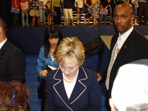 Ms. Abedin seen here in the background, during Hilary Clinton's 2008 Democratic Presidential nomination bid.