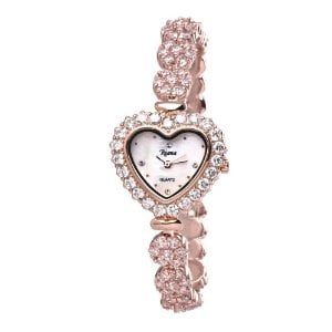 Ladies Luxury Swarovski Crystal Bracelet Wrist Watch Heart Dial Rose Gold-RCW07