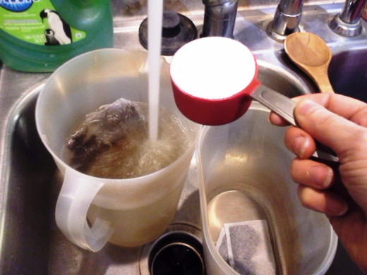Step Four: Add your sugar to each pitcher before they fill up