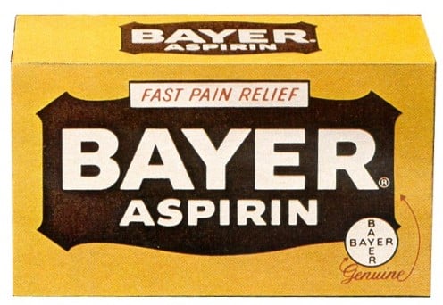 Vintage bayer aspirin packaging