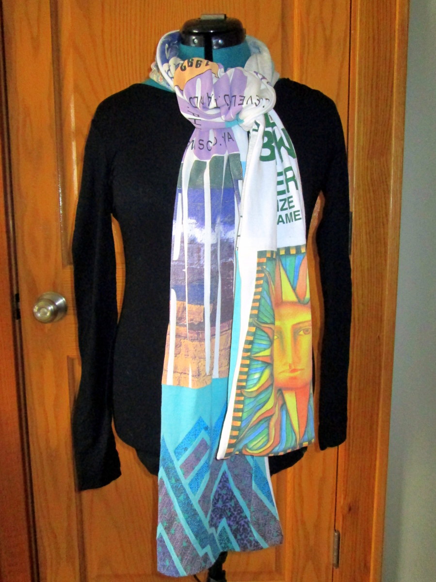 Your favorite old t-shirts can find new life as a fun scarf.