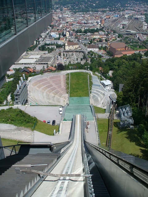 Example of a ski jump course without the snow and ice. Could you enjoy ski jumping?