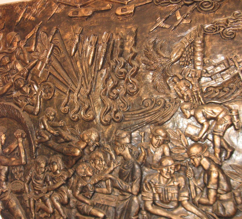 Bas relief in the museum at the Vinh Moc Tunnels