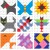 Terrier, butterfly, flower, stretching cat, insect and fish quilt blocks. Terrier, butterfly, flower, stretching cat, insect and fish quilt blocks.