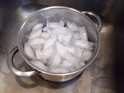 Step Six: I even went and got another bowl of ice to completely fill my pot