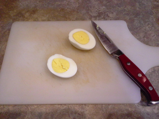 Step Ten: Cut each of your eggs in half