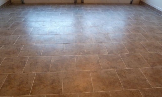 Porcelain tiled garage floor
