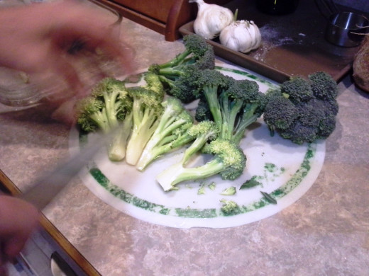 Step Three: Chop your broccoli up into small pieces