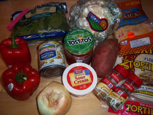 Ingredients for the enchilada casserole.