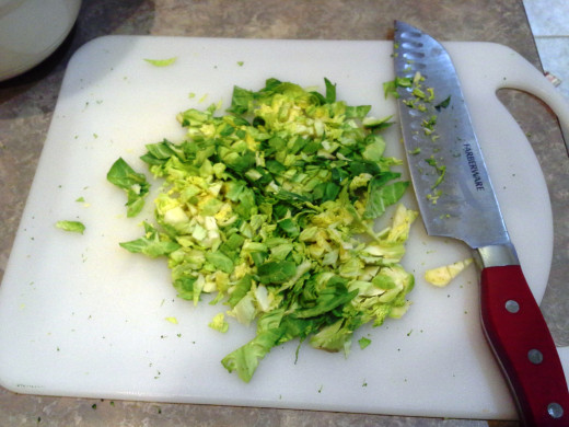 Step Eighteen: Chop them whole into small pieces and pour them into the bowl with your other veggies; Yum!
