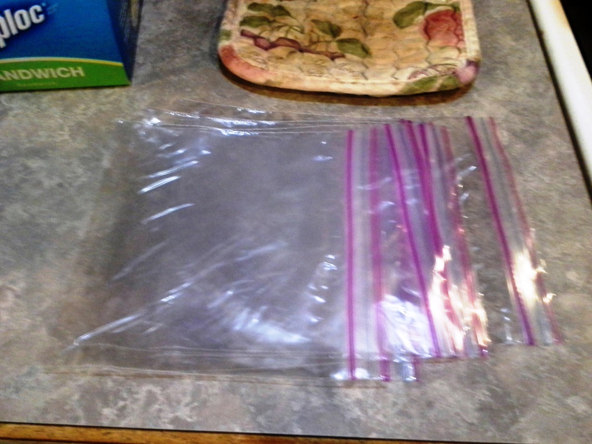 Step Thirteen: Lay out 5-6 sandwich bags on the counter and open them to be ready