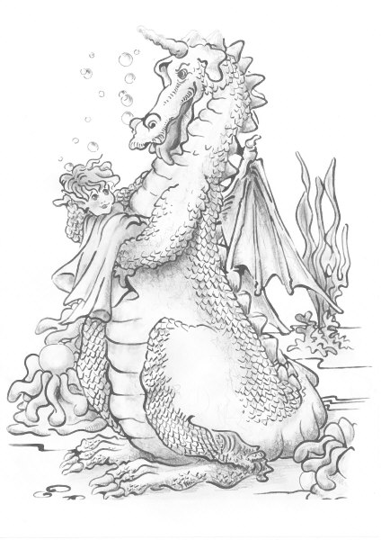 The Dragon's Treasure.  A fairy story.  Illustration Sally Watts. 