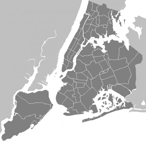 Neighbourhoods of New York City map