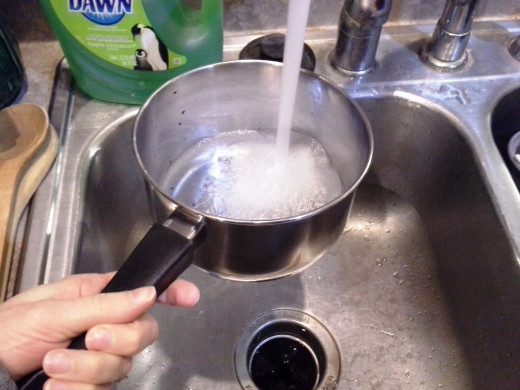 Step One: Fill a small pot halfway with water