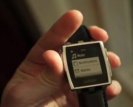 Pebble Steel - in brushed stainless with a black leather wristband