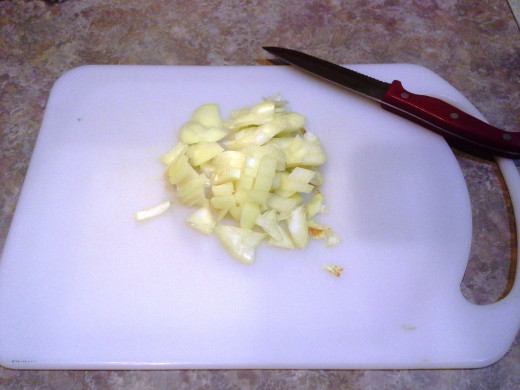 Step Eight: Chop your onion in your preferred size; Many like to leave their fajita onions in bigger slices